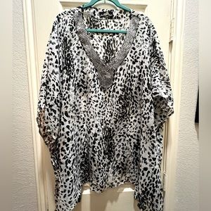 Black and white, sheer animal, print, kimono cover-up